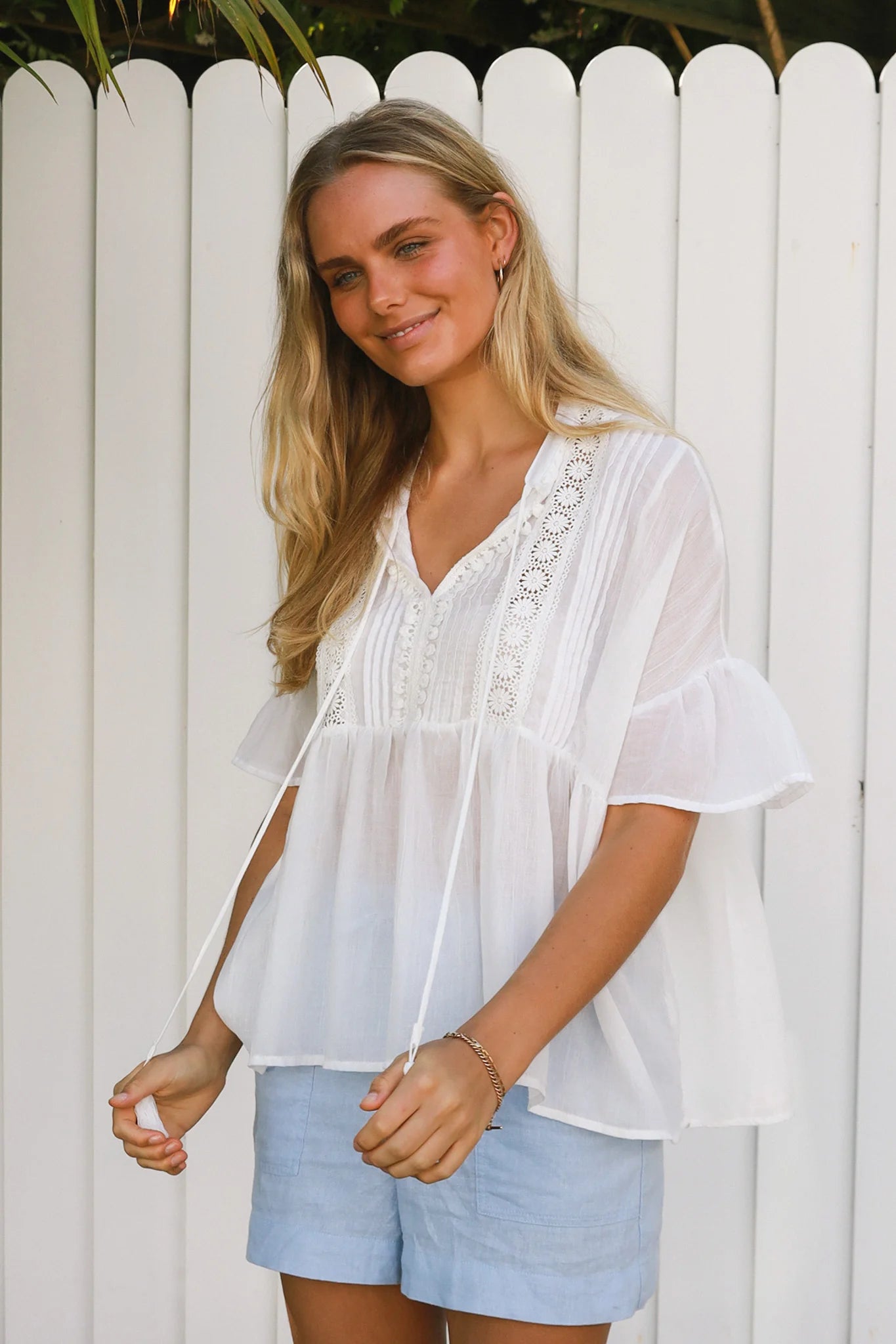 Oversized Boho Top Top White