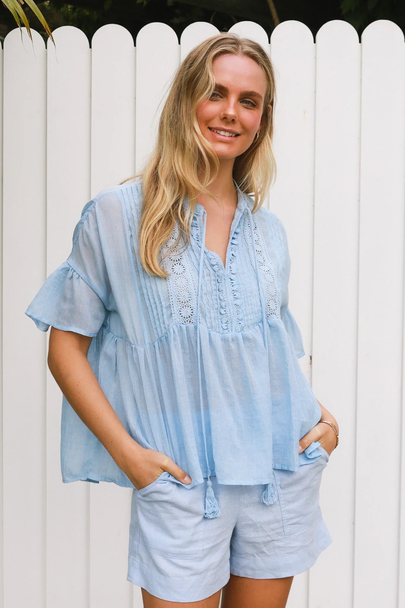 Oversized Boho Top Blue